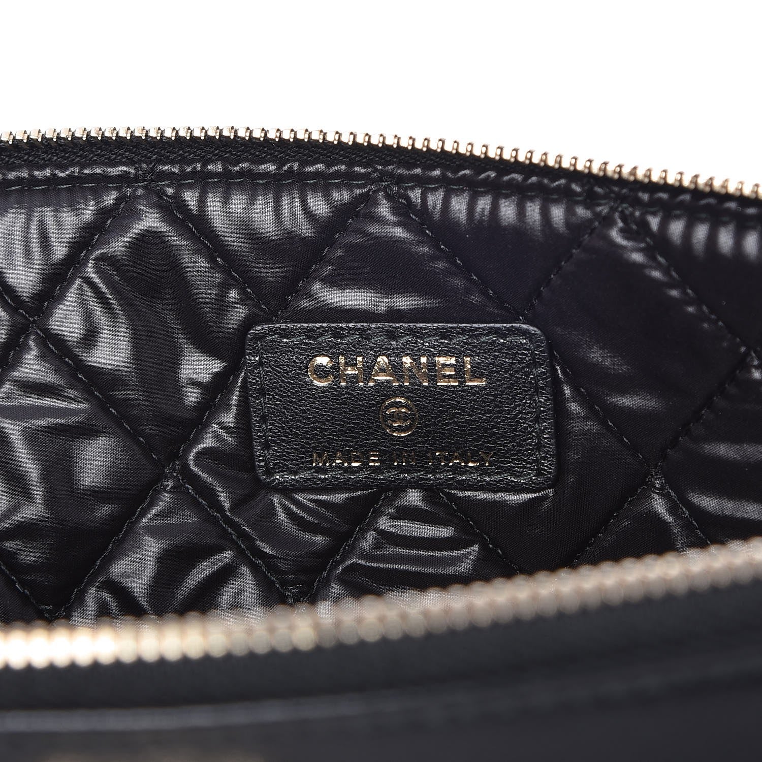 Chanel Sheepskin Quilted Large Vintage Mademoiselle Cosmetic Case Beige Black 6 of 9