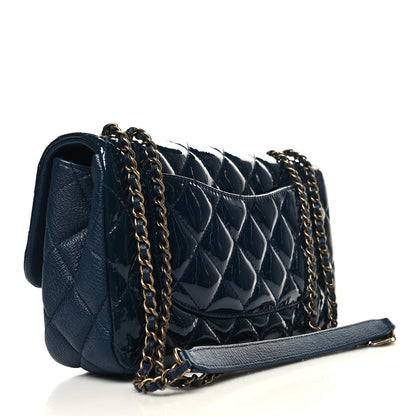 Chanel Patent Goatskin Quilted Medium CC Eyelet Flap Blue 3 of 11