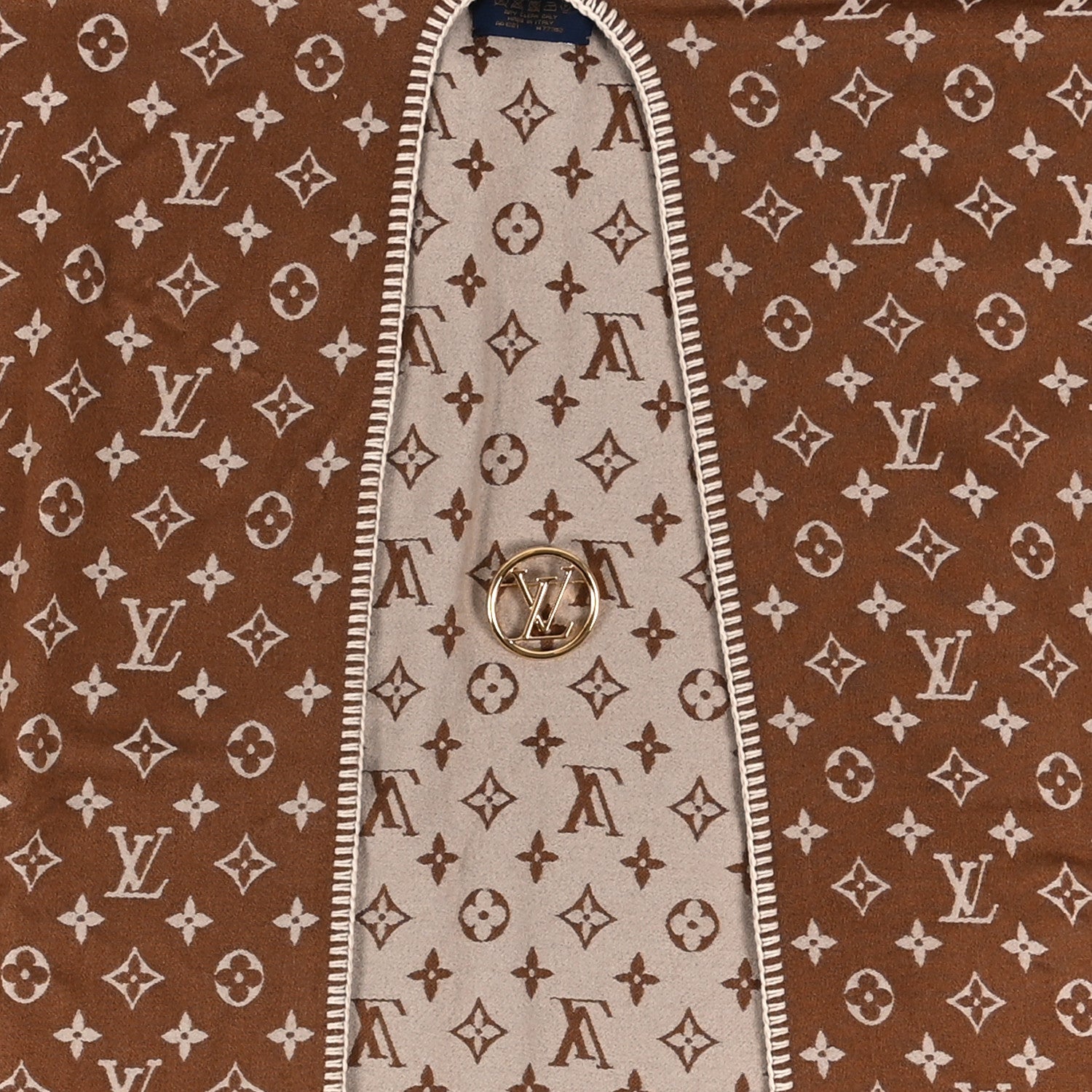 Louis Vuitton Wool Silk Cashmere Monogram Embrace Poncho Brown 2 of 4