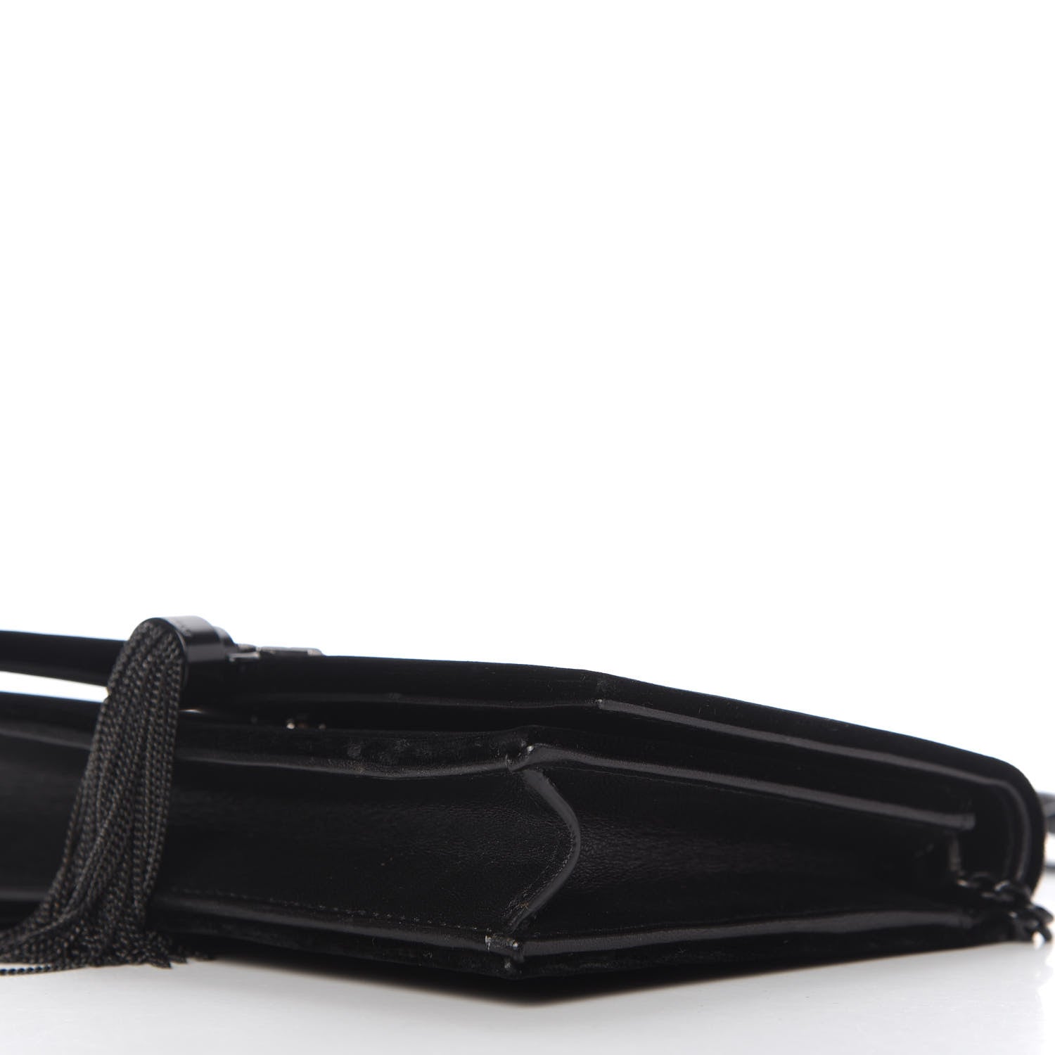 Saint Laurent Velvet Crystal Monogram Kate Tassel Chain Wallet Black 7 of 9