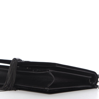 Saint Laurent Velvet Crystal Monogram Kate Tassel Chain Wallet Black 7 of 9