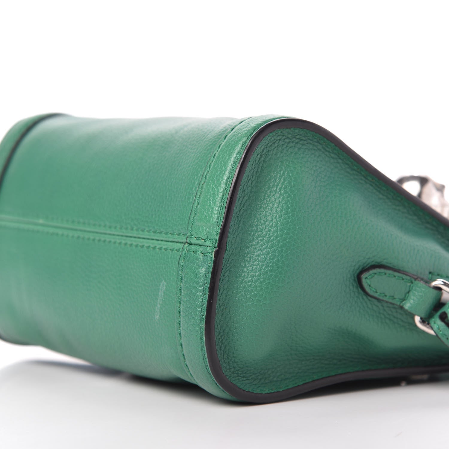 Alexander McQueen Pebbled Calfskin Small Skull Padlock Zip Around Tote Green 7 of 9