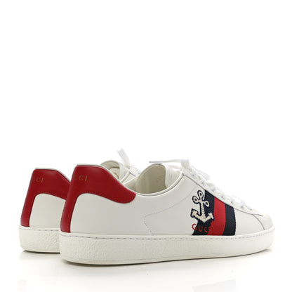 Gucci Calfskin Miro Soft Web Embroidered Mens Ace Sneakers 11.5 White Green 4 of 9