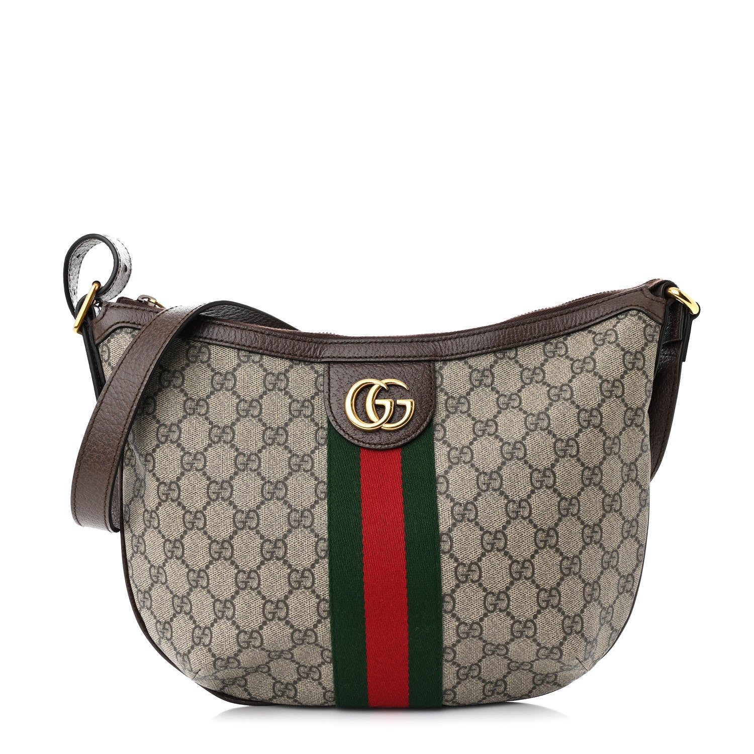 Gucci GG Supreme Monogram Web Small Ophidia Half Moon Hobo Brown 1 of 10