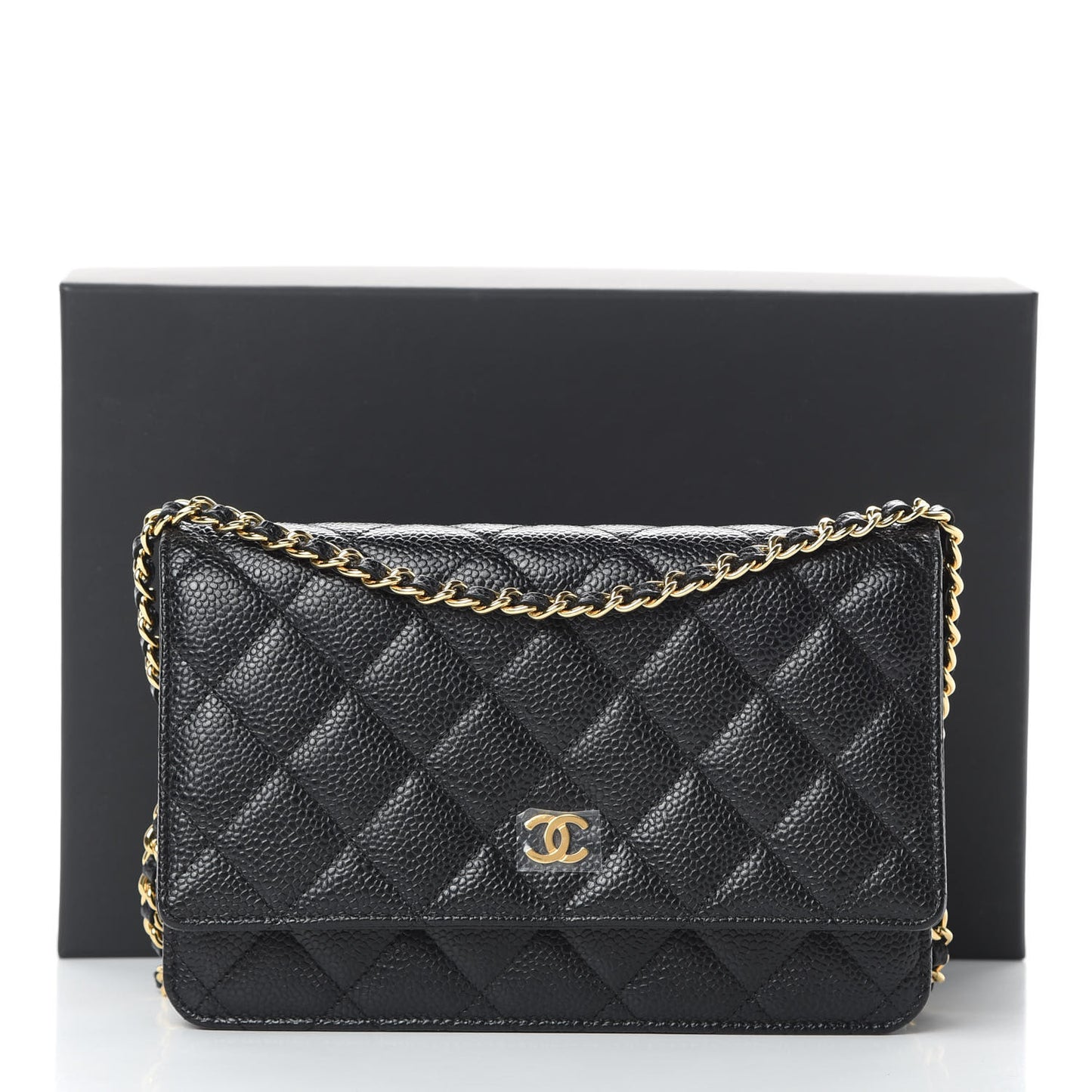 Caviar Quilted Wallet On Chain WOC Black