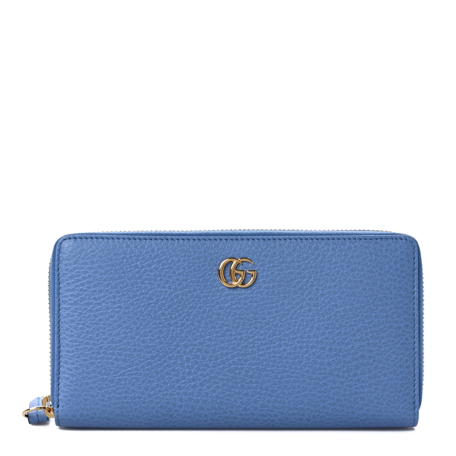Gucci Dollar Calfskin GG Marmont Zip Around Wallet Clear Sky Blue 1 of 6
