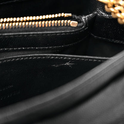 Saint Laurent Grain de Poudre Calfskin Y Quilted Monogram Small Loulou Chain Satchel Black 13 of 14
