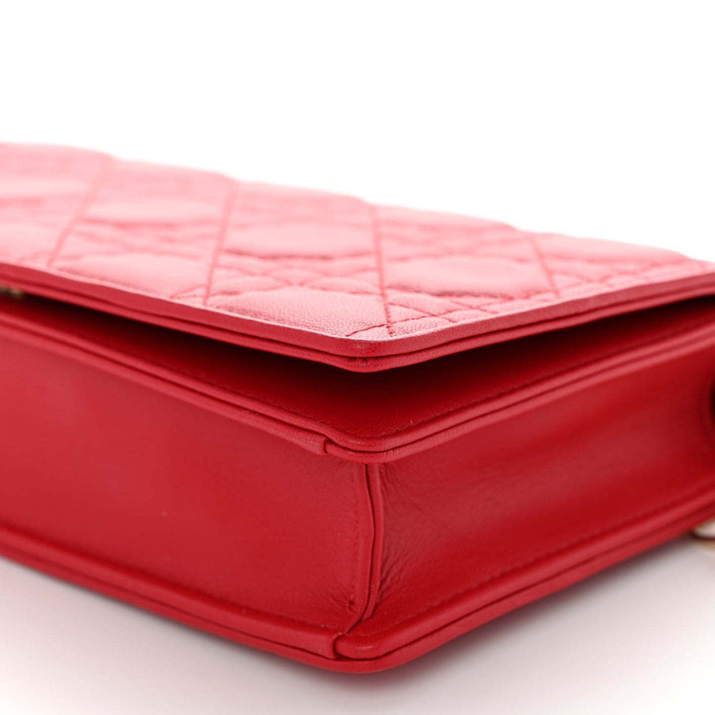 Lambskin Cannage Lady Dior Pouch Red