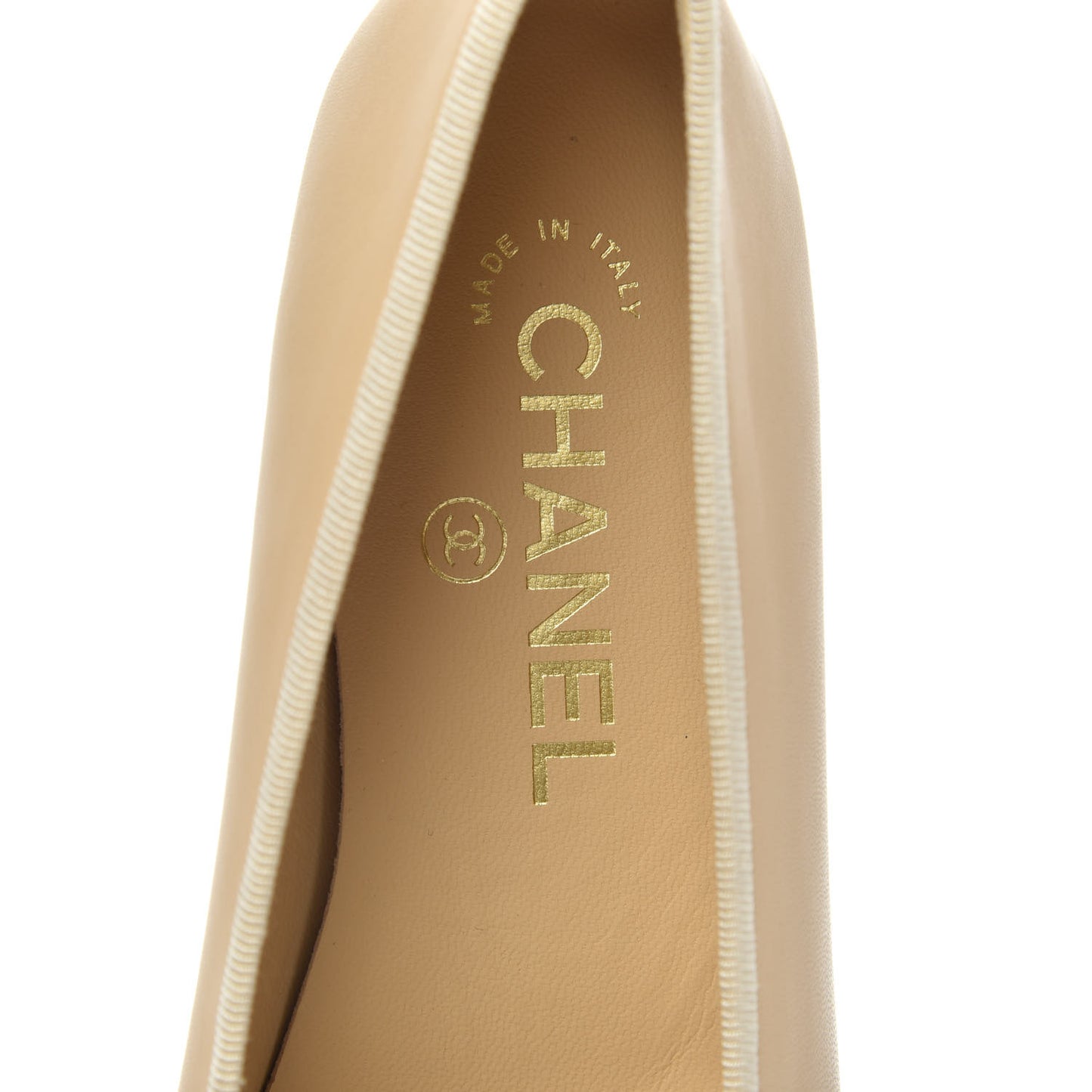 Lambskin Cap Toe CC Ballerina Flats 36.5 Beige Black