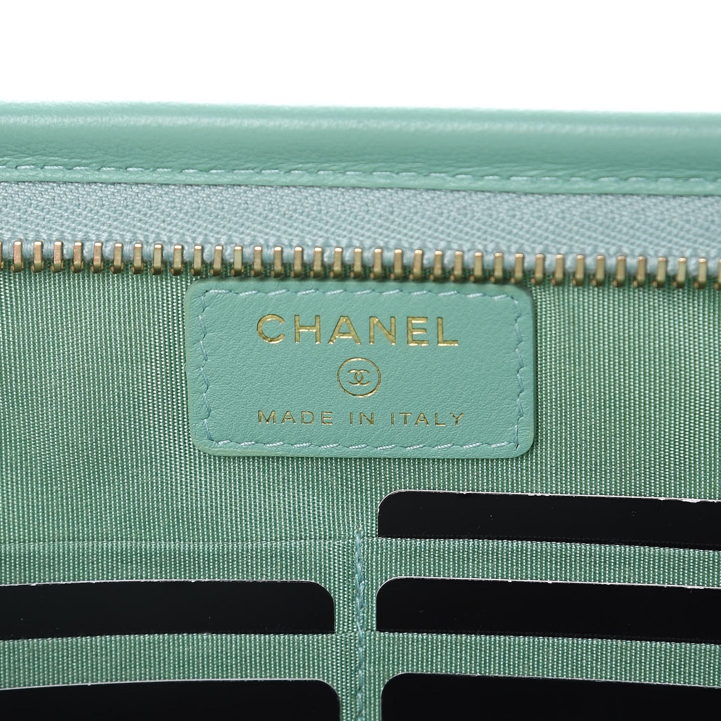 Tweed Lambskin PVC Quilted Wristlet Pouch Green
