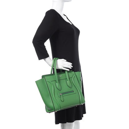 Celine Drummed Calfskin Micro Luggage Mint 2 of 18