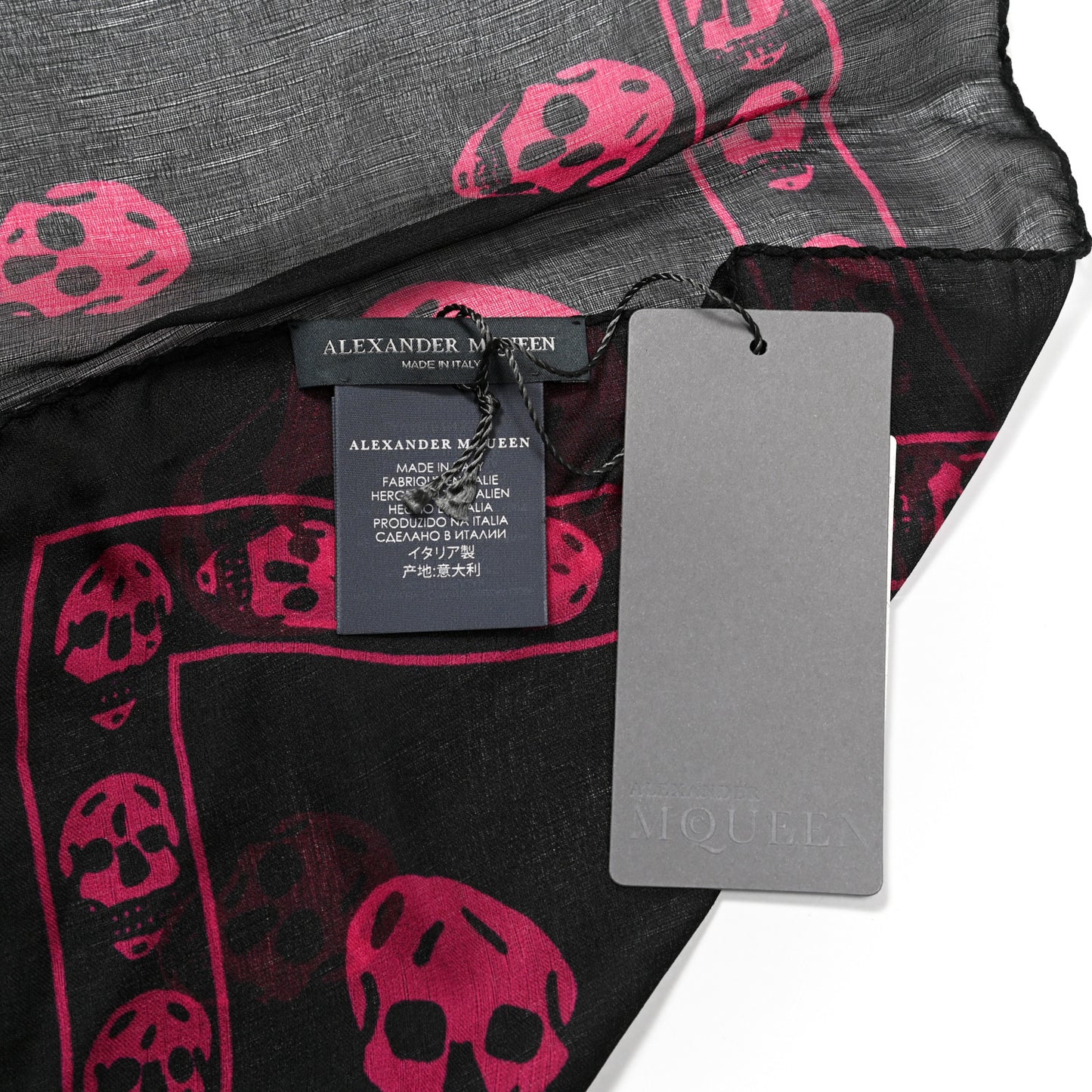 Silk Chiffon Skull Scarf Light Purple Black