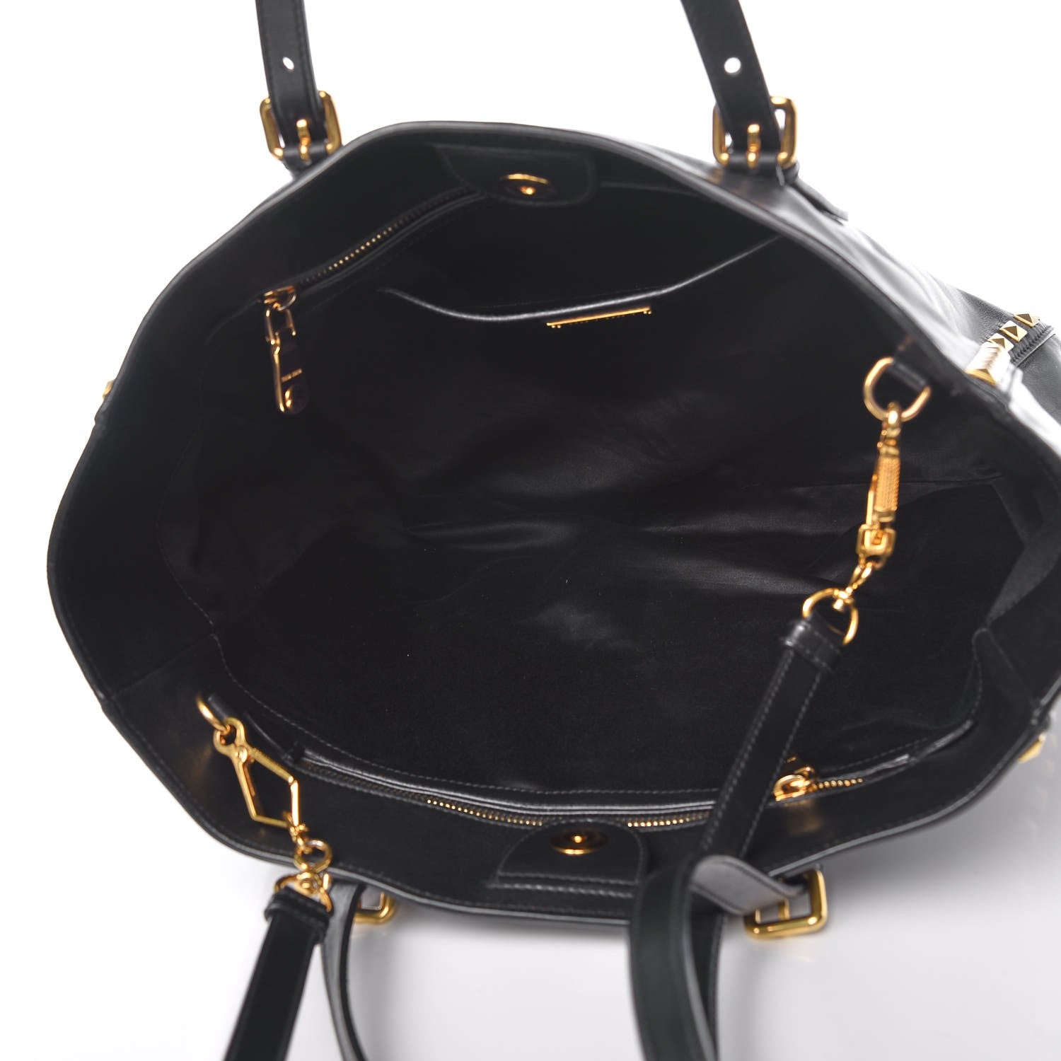 Miu Miu Soft Calf Studded Shopping Tote Black 5 of 8