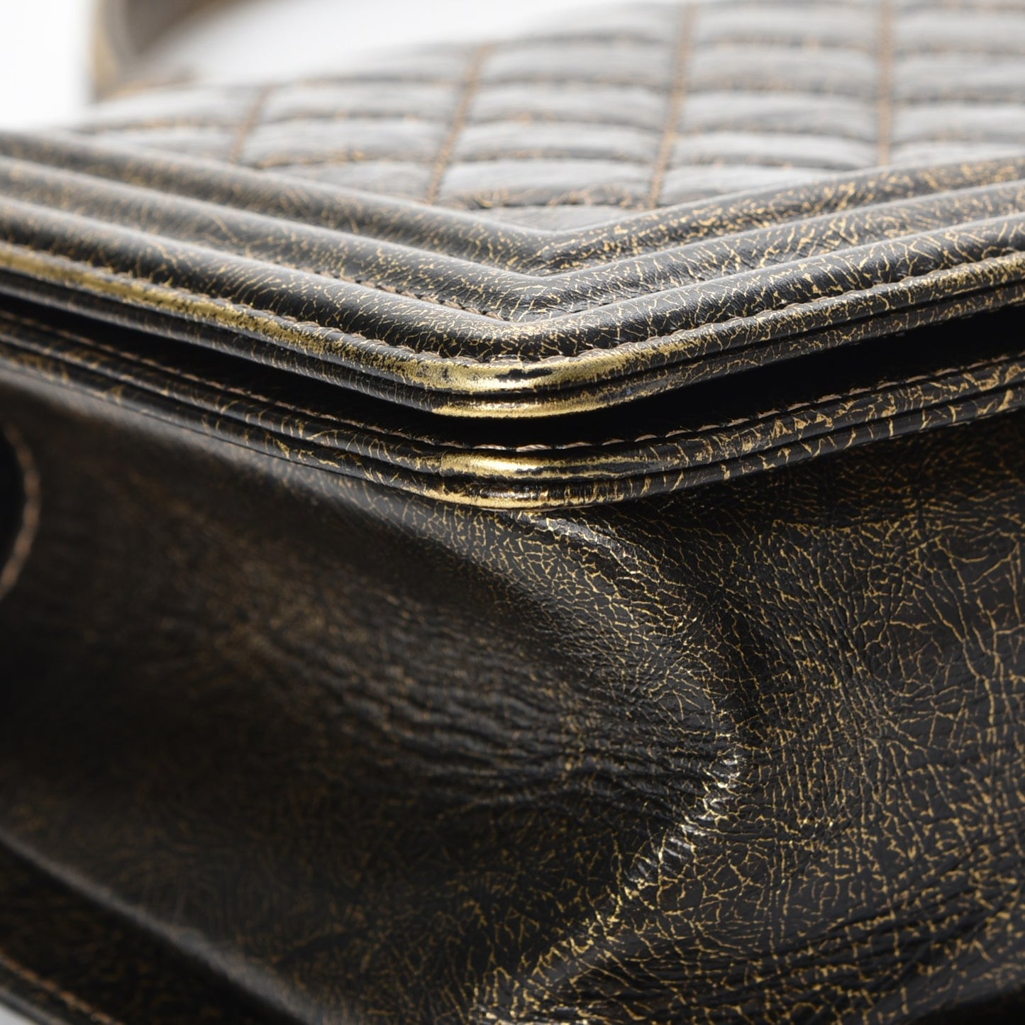 Metallic Calfskin Quilted Medium Boy Flap Gold