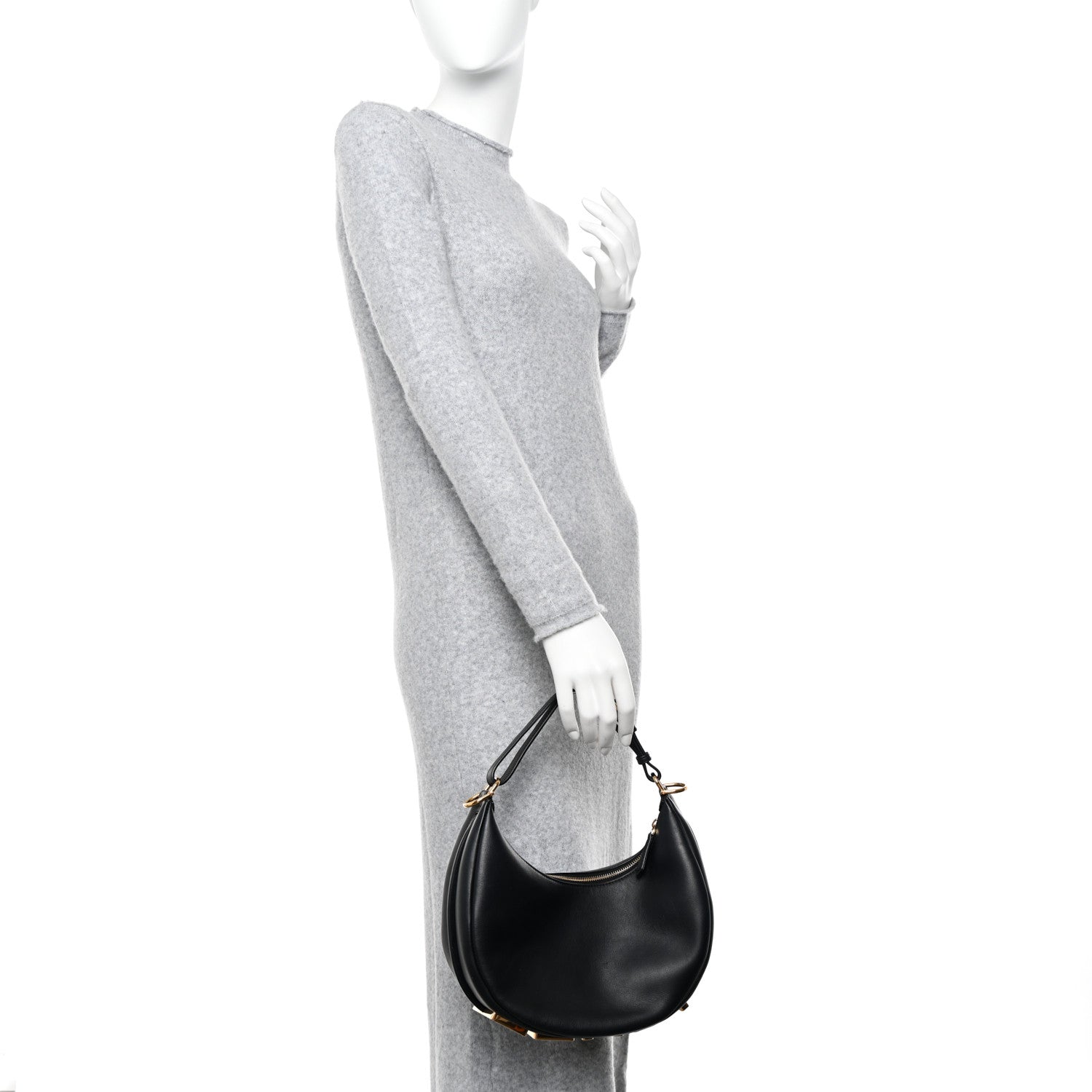 Fendi Vitello Grace Matte Small Fendigraphy Hobo Bag Black 2 of 12