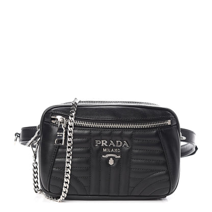 Prada Soft Calfskin Impunture Diagramme Belt Bag Black 1 of 9