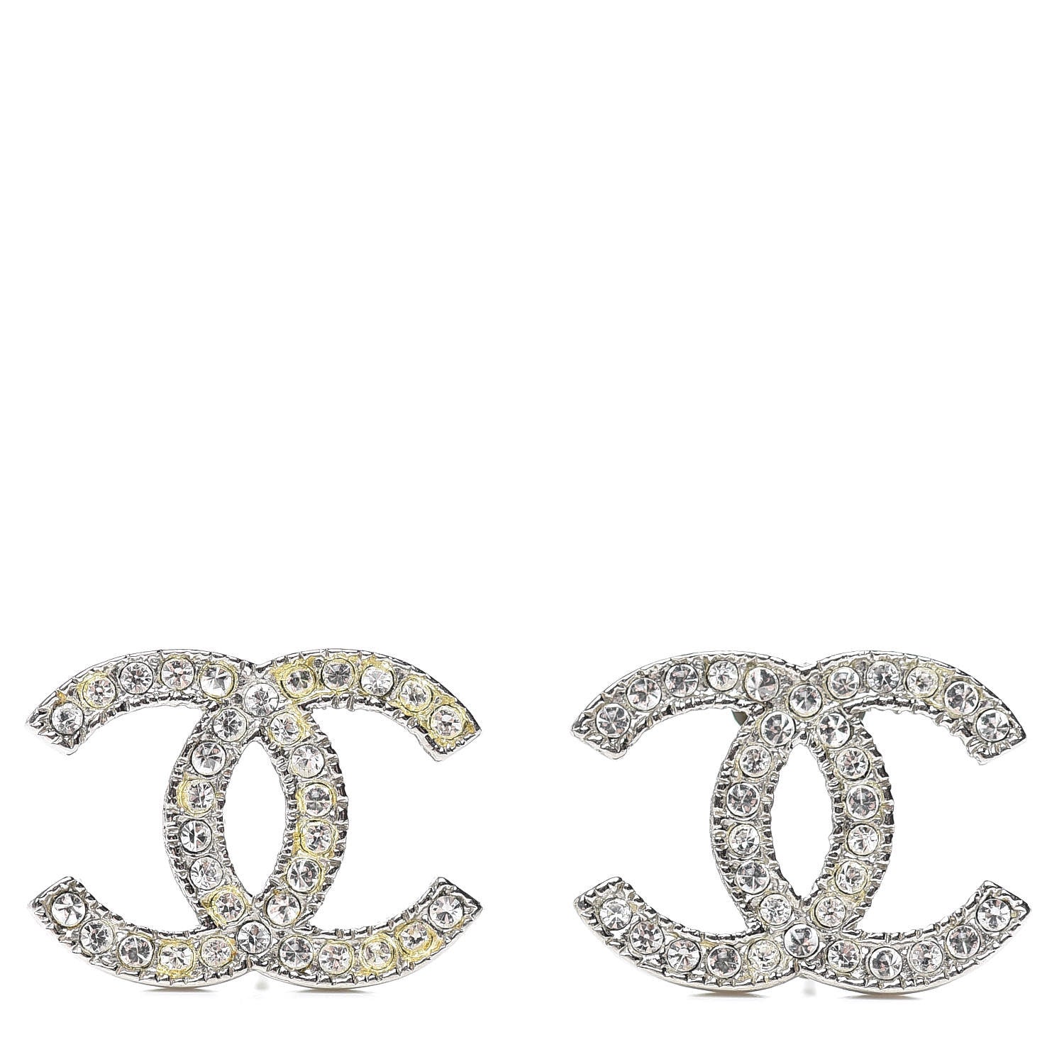 Chanel Crystal CC Earrings Silver 1 of 6