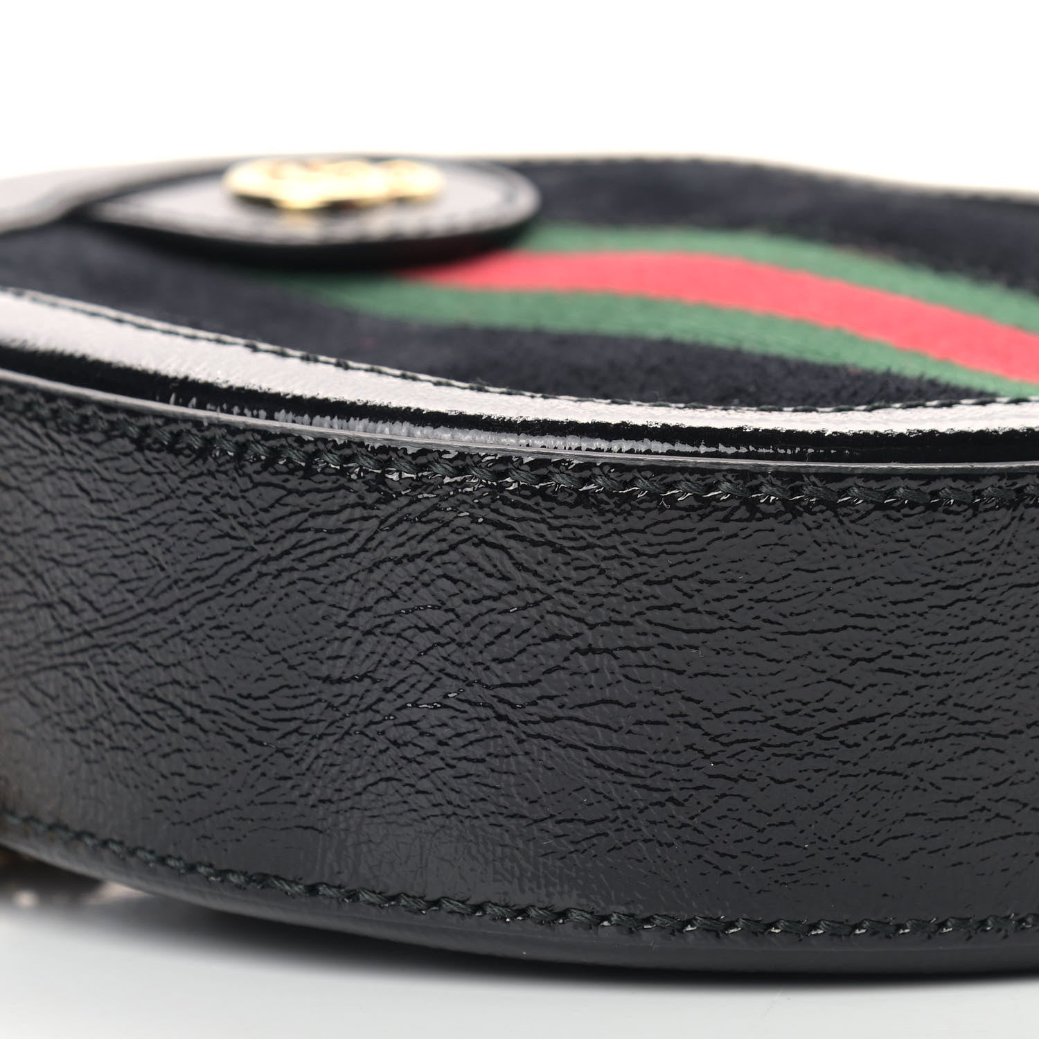 Gucci Suede Patent Web Mini Ophidia Round Shoulder Bag Black 8 of 11