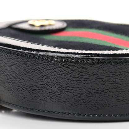 Gucci Suede Patent Web Mini Ophidia Round Shoulder Bag Black 8 of 11