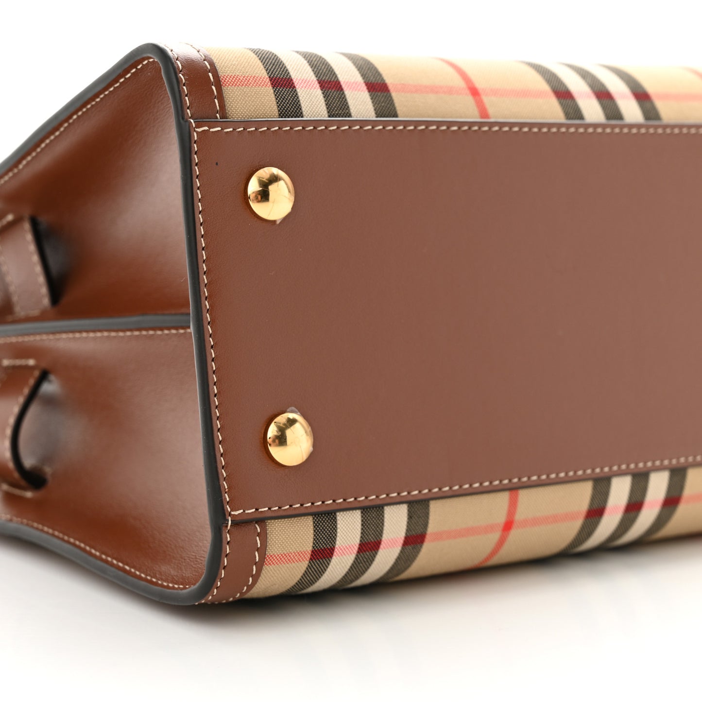 Calfskin Vintage Check Mini Two Handle Title Bag Archive Beige