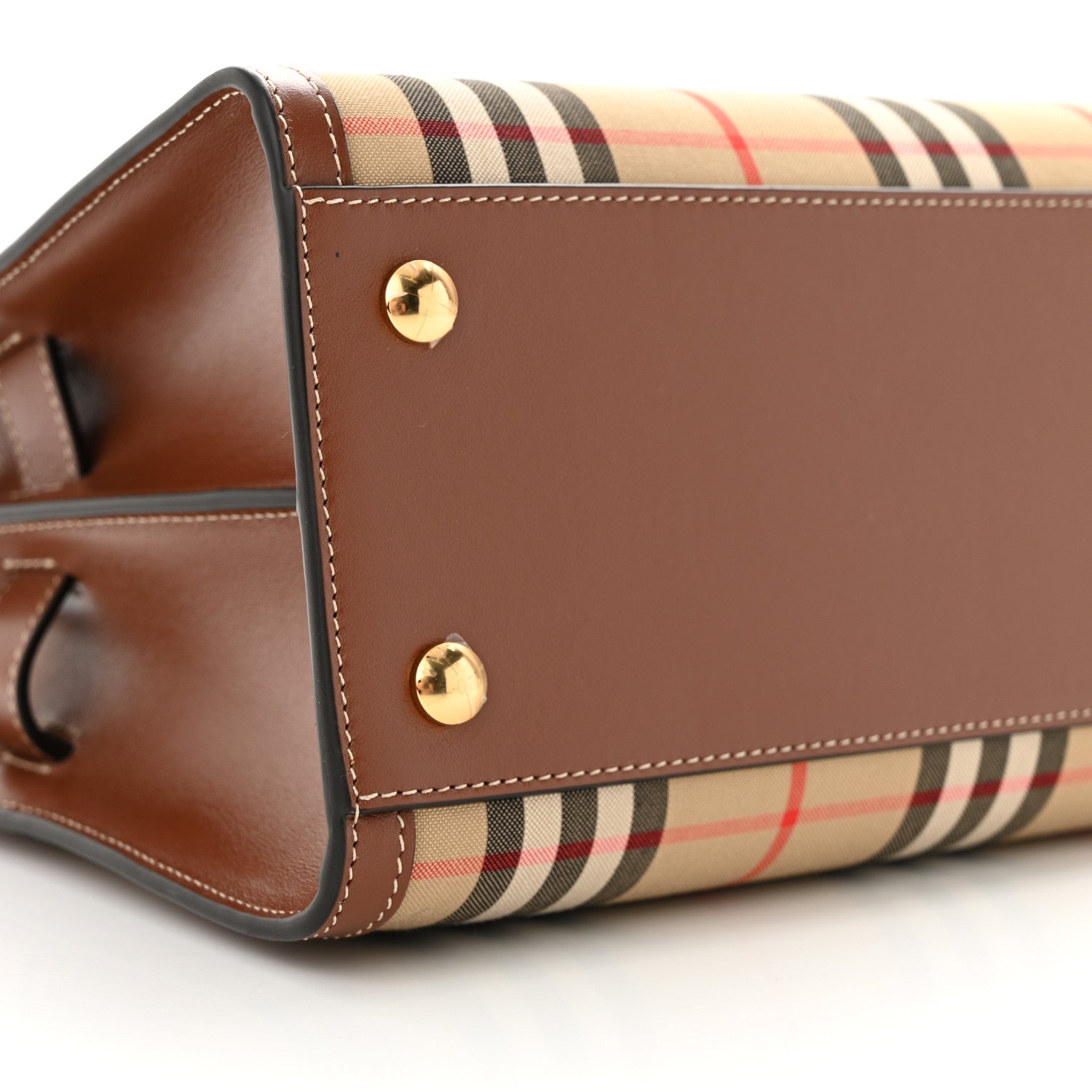 Burberry Calfskin Vintage Check Mini Two Handle Title Bag Archive Beige 8 of 12