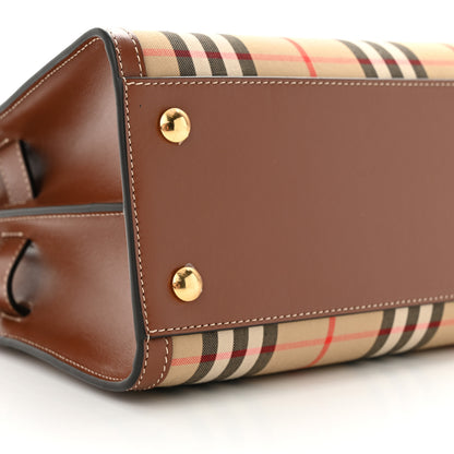 Burberry Calfskin Vintage Check Mini Two Handle Title Bag Archive Beige 8 of 12