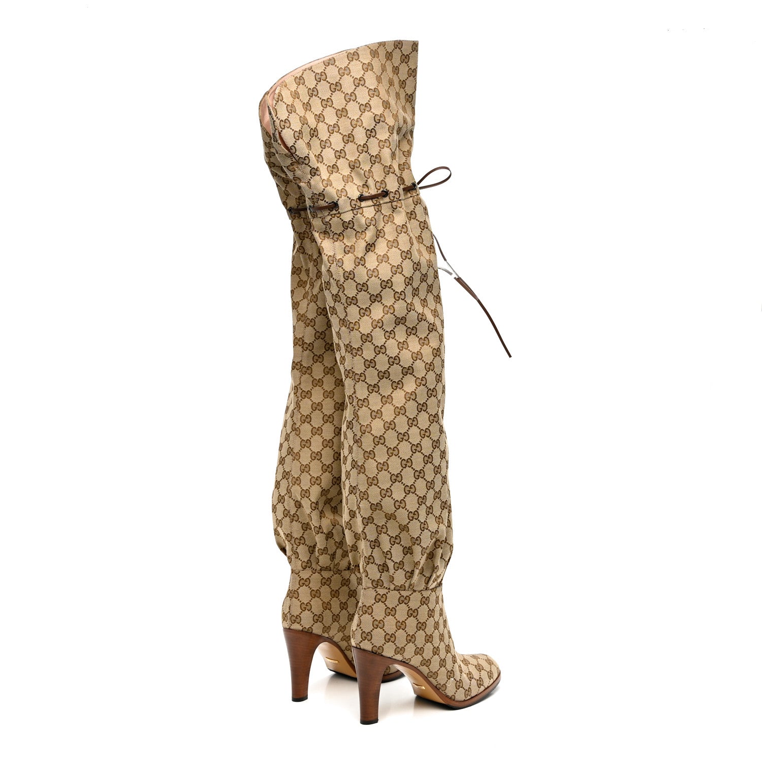 Gucci Monogram Over the Knee Boots 41.5 Beige Ebony 4 of 6