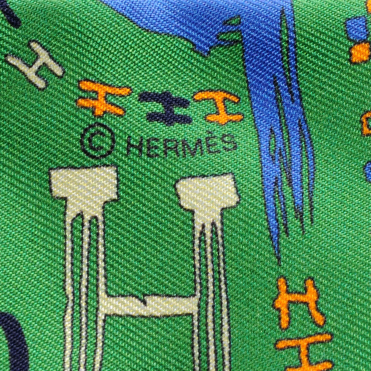 Hermes Silk 1001 H Twilly Vert Violet Bleu 5 of 6