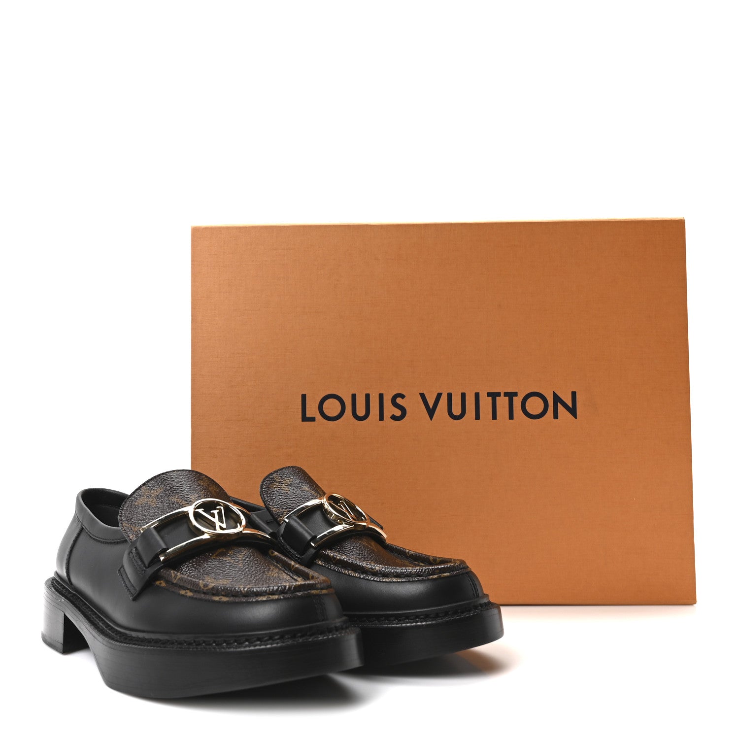 Louis Vuitton ローファー アカデミーラインモノグラム Louis Vuitton Monogram Calfskin Academy Loafers 36.5 Black 1829001