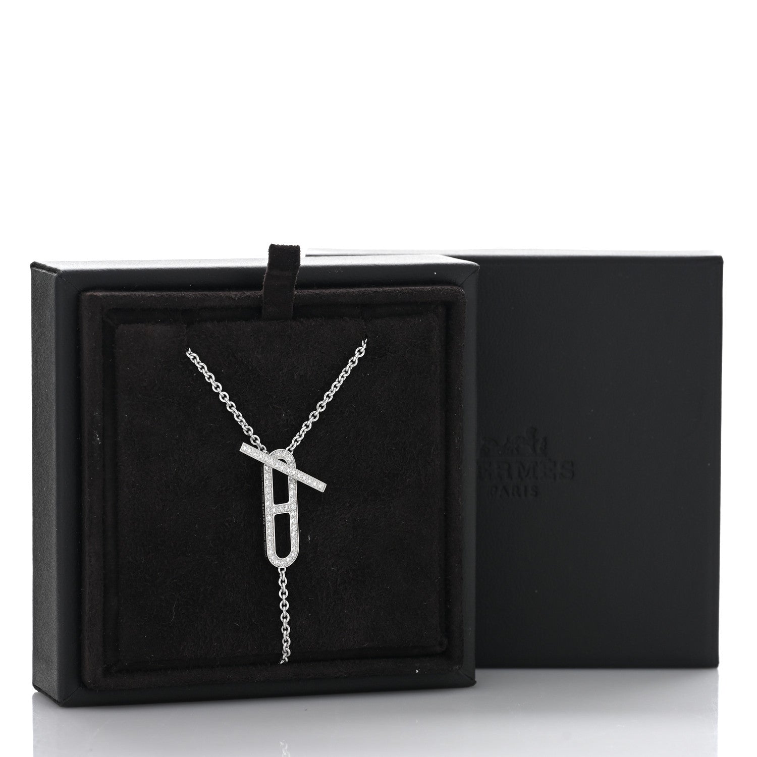 Hermes 18K White Gold Diamond PM Ever Chaine D'Ancre Necklace 5 of 5