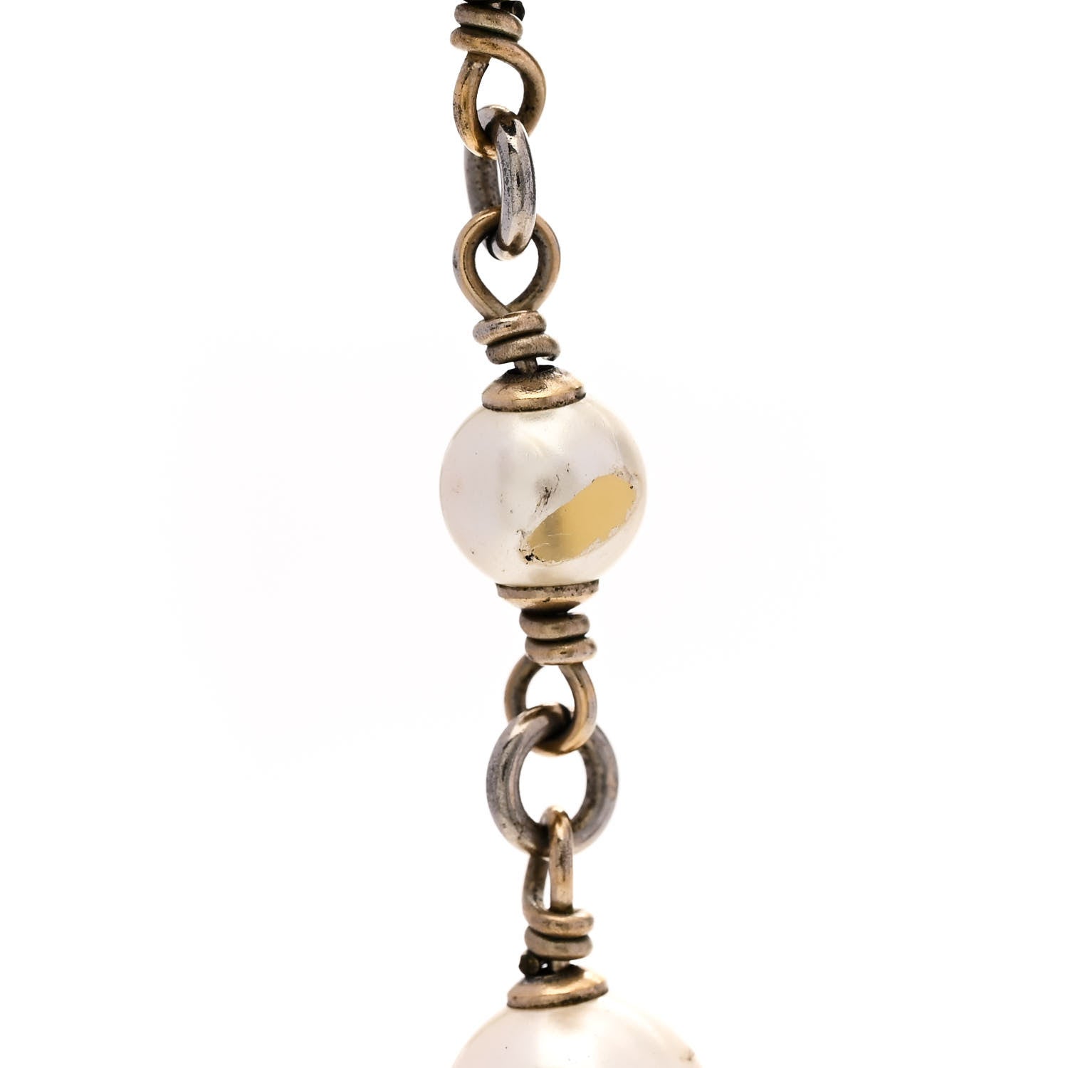 Chanel Pearl Enamel Beaded CC Baroque Long Necklace Black White Gold 7 of 8