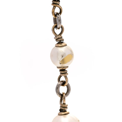 Chanel Pearl Enamel Beaded CC Baroque Long Necklace Black White Gold 7 of 8