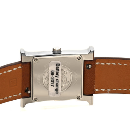 Hermes Stainless Steel Barenia 21mm Heure H Hour Quartz Watch Fauve 4 of 5