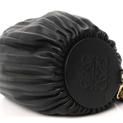 Loewe Lambskin Pleated Bracelet Pouch Shoulder Bag Black 9 of 9