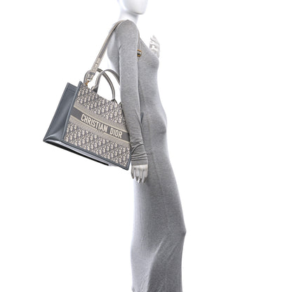 Christian Dior Oblique Chambray Calfskin Medium Book Tote With Strap Grey Latte 2 of 12