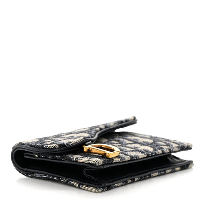 Christian Dior Oblique Saddle Card Holder Blue 4 of 9