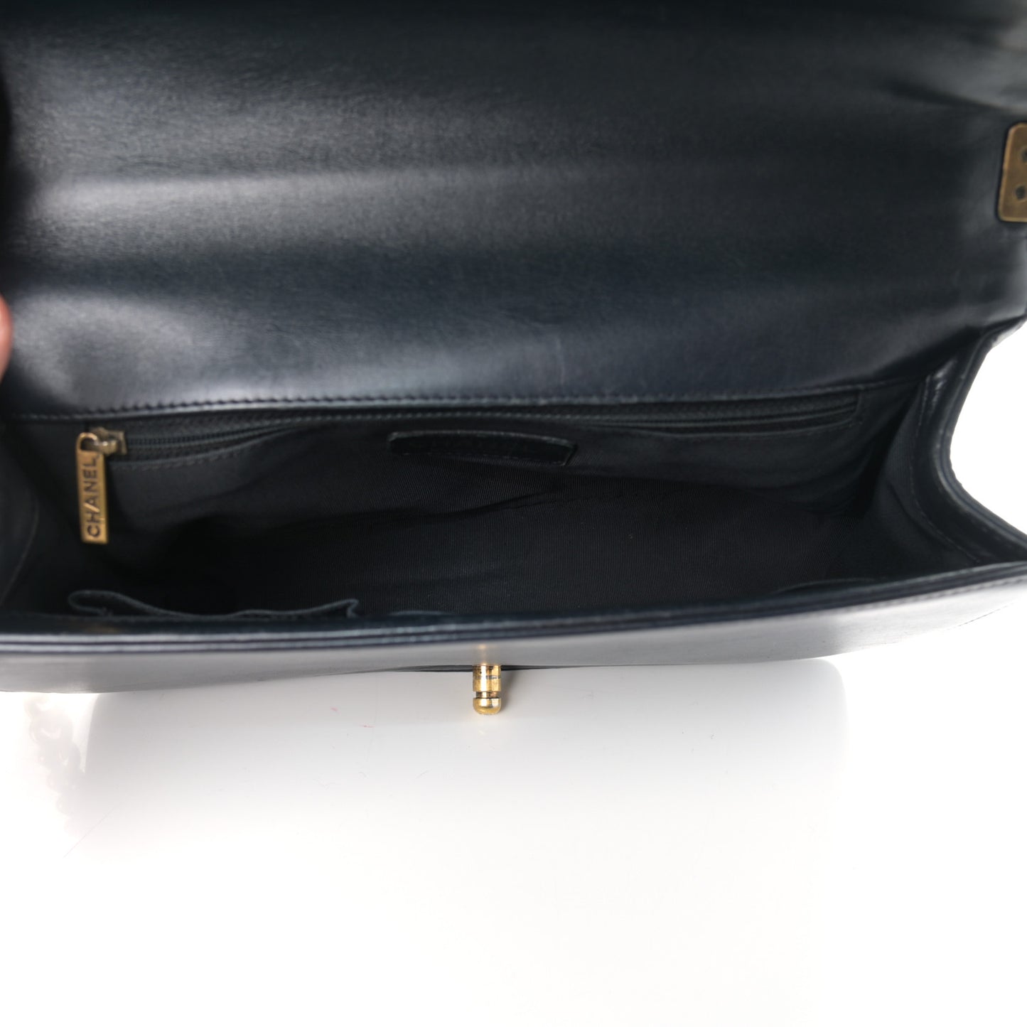 Calfskin Quilted New Medium Boy Flap Navy Blue