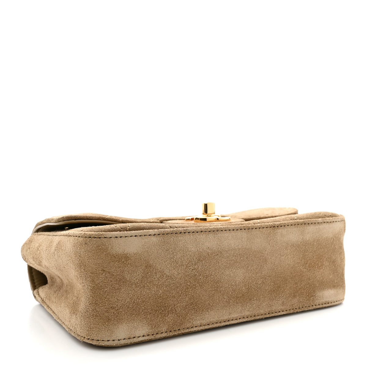 Suede Calfskin Mini Souplissimo Flap Dark Beige