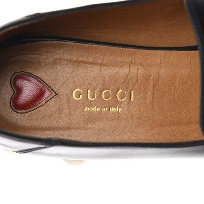 Gucci Betis Glamour Calfskin Web Pearl Embellished Peyton 35mm Loafer Pumps 37.5 Black 7 of 8