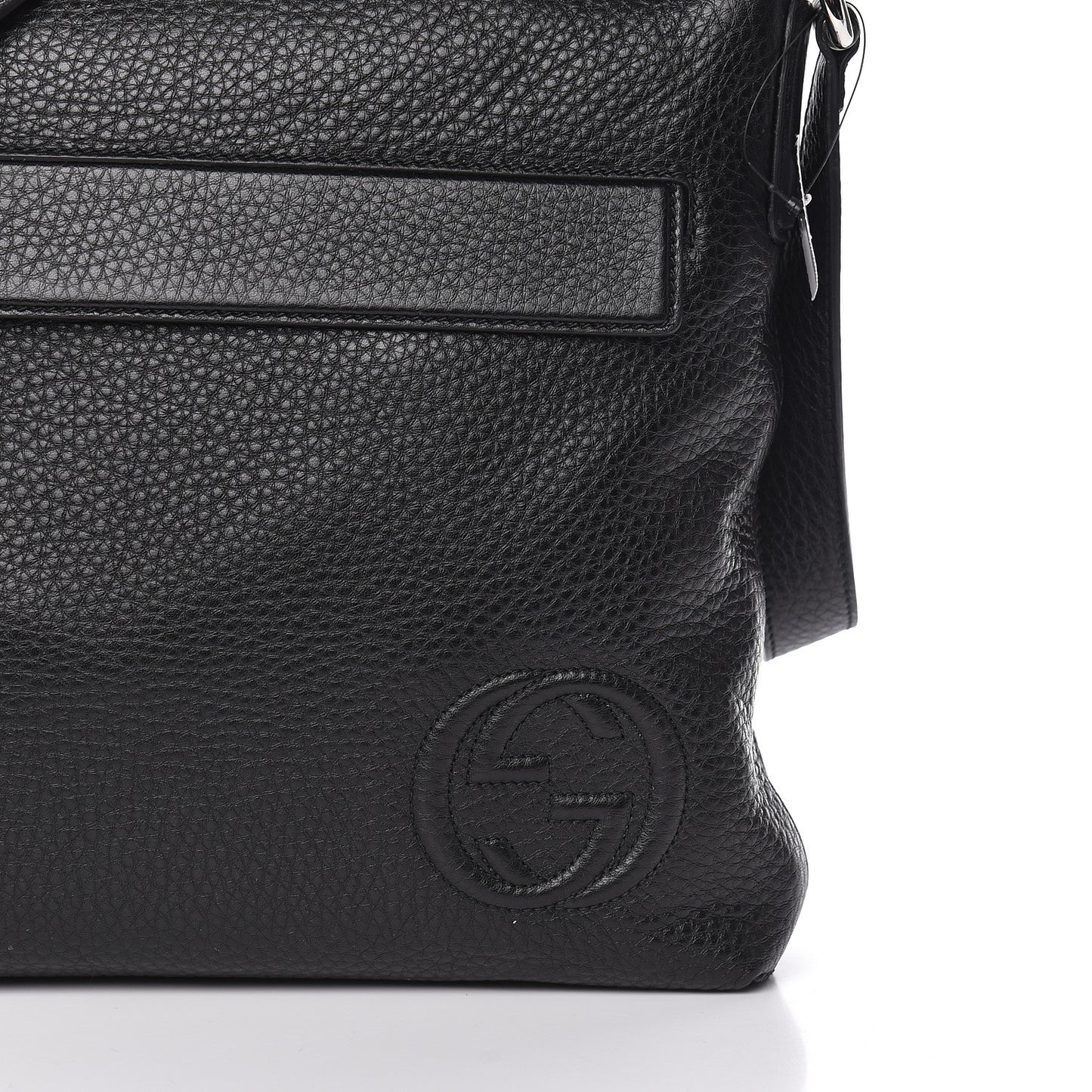 Pebbled Calfskin Medium Soho Messenger Bag Black