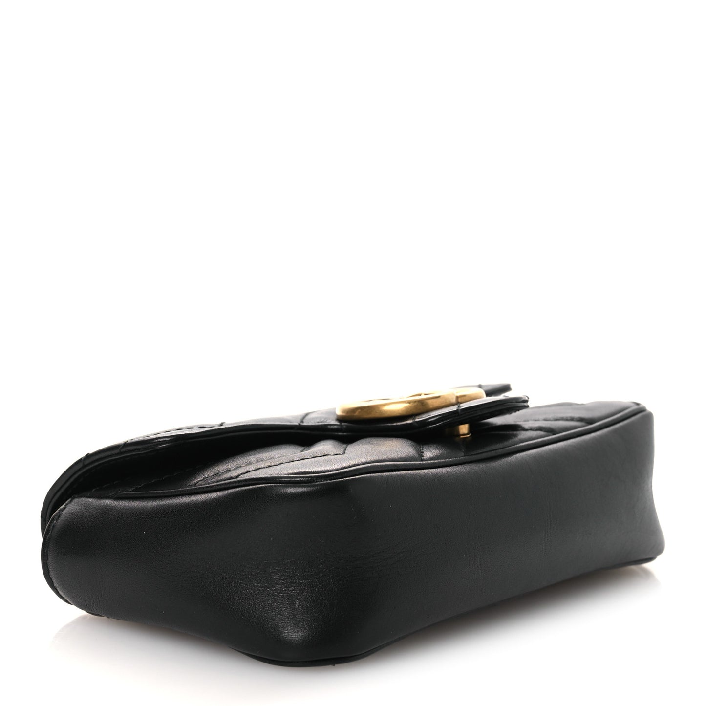 Calfskin Matelasse Super Mini GG Marmont Shoulder Bag Black