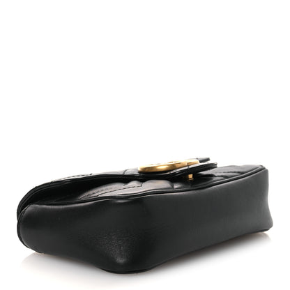 Gucci Calfskin Matelasse Super Mini GG Marmont Shoulder Bag Black 3 of 11