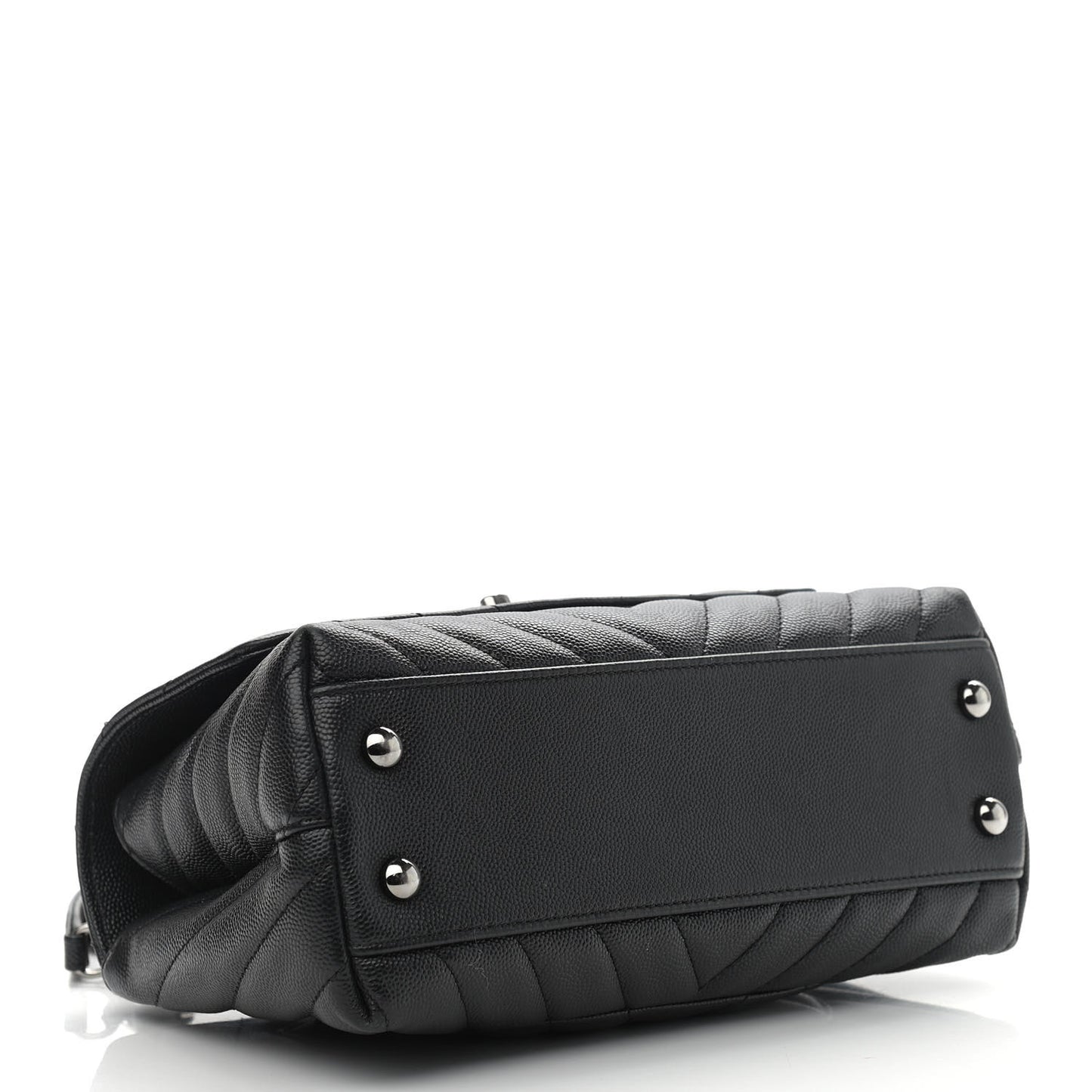 Caviar Chevron Quilted Mini Coco Handle Flap Black
