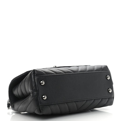 Chanel Caviar Chevron Quilted Mini Coco Handle Flap Black 4 of 12