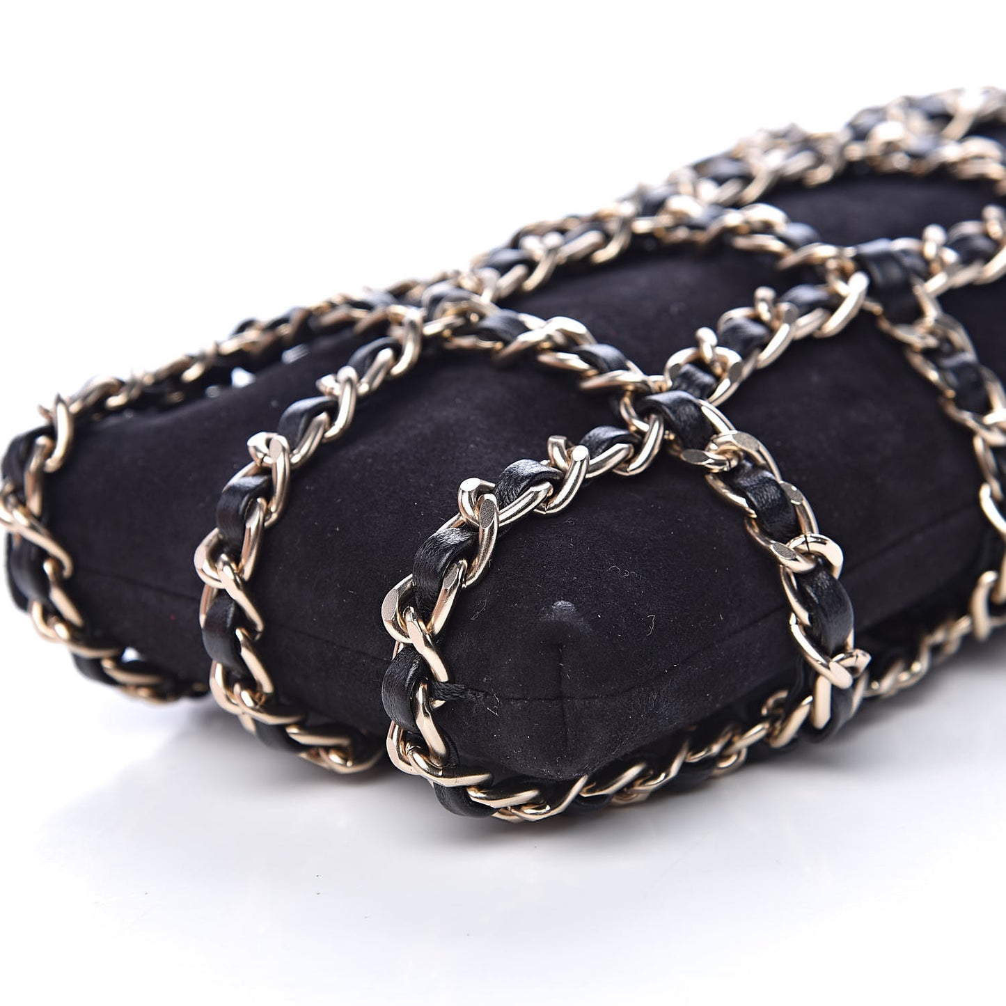 Lambskin Suede Clutch With Chain Black
