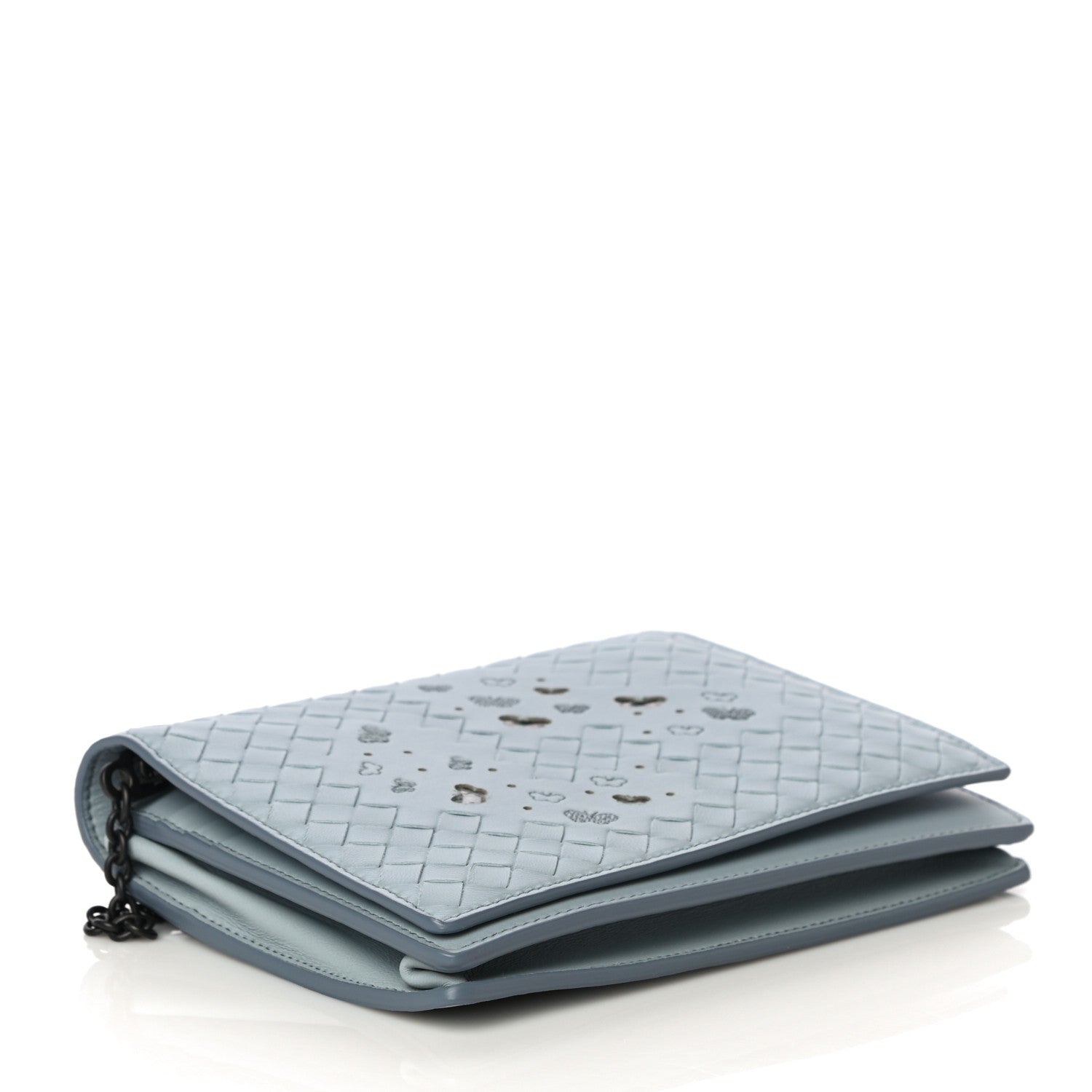 Bottega Veneta Nappa Ayers Intrecciato Butterfly Chain Wallet Light Blue 4 of 9