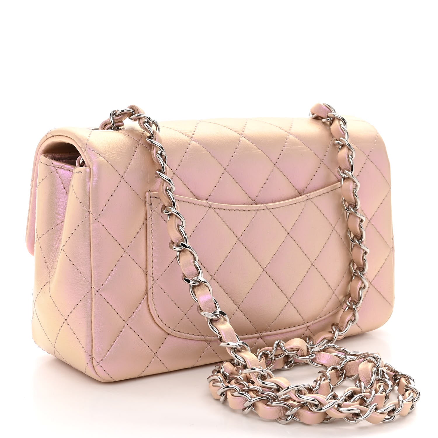 Chanel Iridescent Calfskin Quilted Mini Rectangular Flap Pink 3 of 10