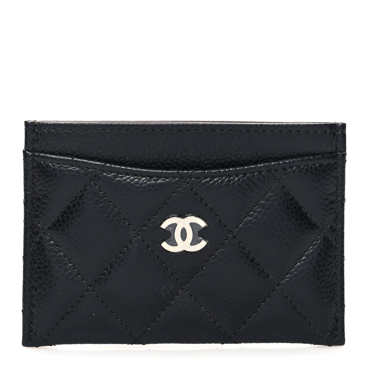 Caviar Quilted Card Holder Black