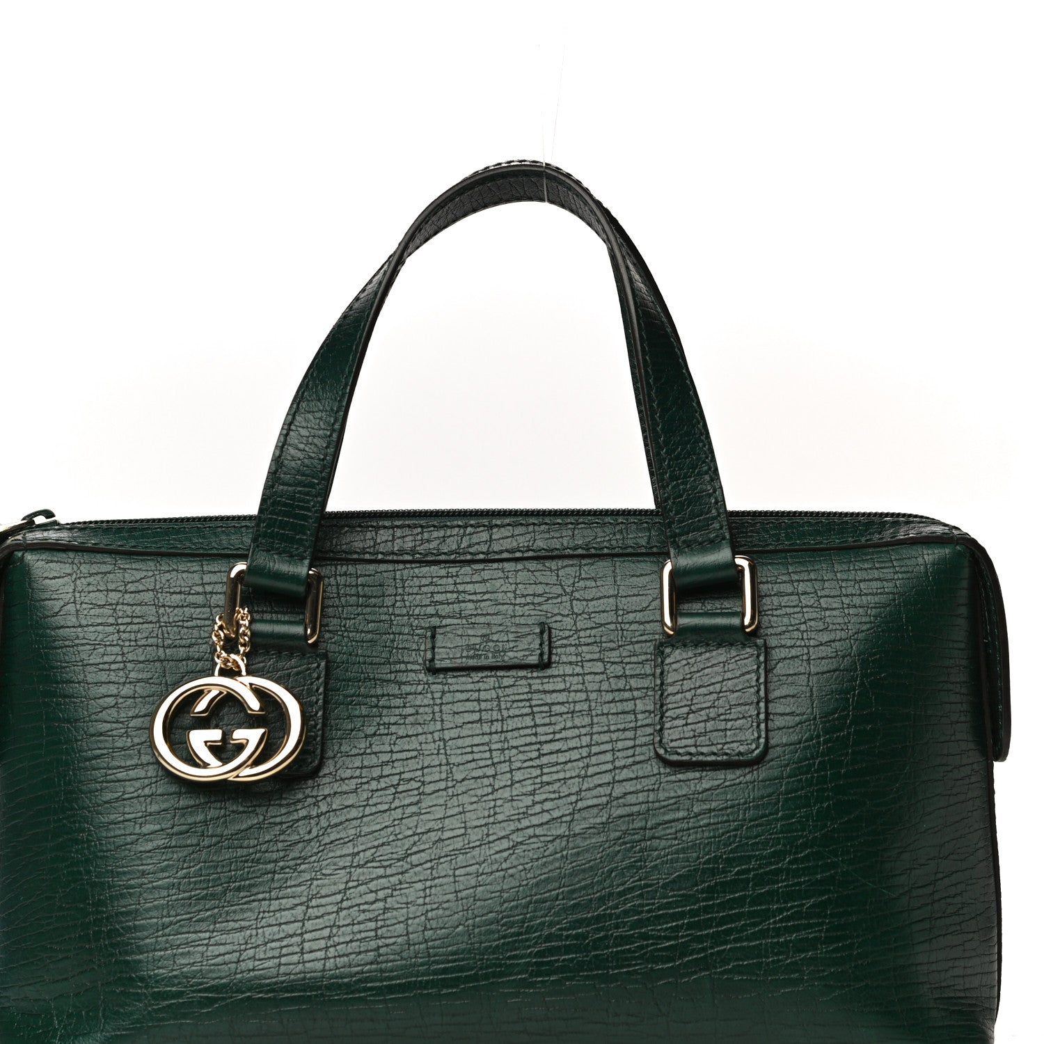 Gucci Textured Calfskin Small Boston Green 8 of 16