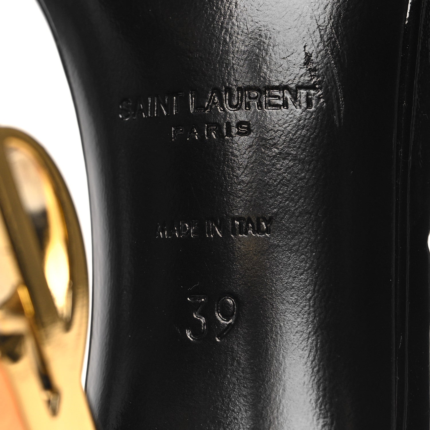 Saint Laurent Patent Calfskin Opyum 110 Sandals 39 Black Gold 6 of 9